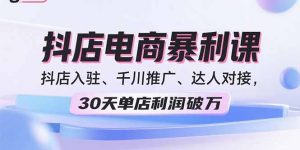 2025抖店电商暴利课,抖店入驻、千川推广、达人对接,30天单店利润破万-网创资源站