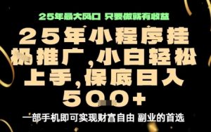 微信小程序挂G推广，解放双手，保底日入5张【揭秘】-网创资源站