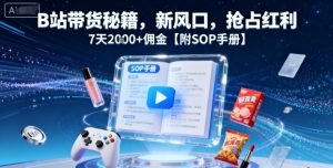 B站带货秘籍，新风口，抢占红利，7天2k+佣金【附SOP手册】-网创资源站