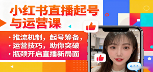 小红书直播起号与运营课:推流机制,起号筹备,运营技巧,助你突破瓶颈开启直播新局面-网创资源站