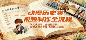 动漫历史类视频制作全流程，学文案撰写、分镜提示词，掌握动漫图生成+抠图配音剪辑-网创资源站