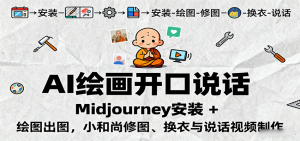 AI绘画开口说话，Midjourney安装 + 绘图出图，小和尚修图、换衣与说话视频制作-网创资源站