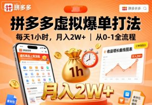 拼多多虚拟爆单打法，每天1小时，月入2W+，从0-1全流程-网创资源站