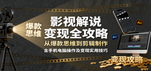 影视解说变现全攻略：从爆款思维到剪辑制作，含手机电脑操作及变现实用技巧-网创资源站
