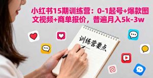 小红书15期训练营：0-1起号+爆款图文视频+商单报价，普遍月入5k-3w-网创资源站
