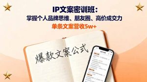 IP文案密训班：掌握个人品牌思维、朋友圈、高价成交力，单条文案营收5w+-网创资源站