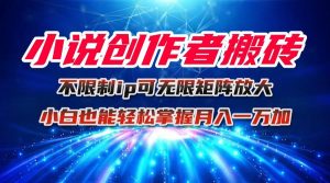 小说创作者搬砖玩法，不限制IP简单无脑 可矩阵无限放大小白也能实现轻…-网创资源站