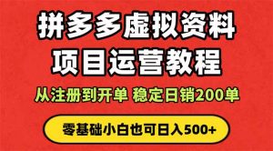 拼多多开店运营课程： 蓝海变现玩法，轻松实现睡后收入 零基础小白也可…-网创资源站