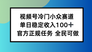 视频号小众赛道，单日稳定收入100+，适合所有人-网创资源站
