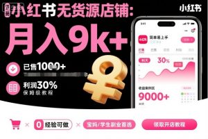 小红书无货源店铺项目，简单易上手，月入9k+，保姆级教程-网创资源站