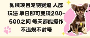 私域宠物项目赛道人群玩法单日即可变现2-5张之间每天都能操作不违规不封号-网创资源站
