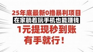 25年底最新0撸暴利项目，在家躺着玩手机也能赚钱，1元提现秒到账，有手…-网创资源站