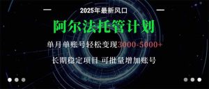 阿尔法托管计划 单账号月入3000-5000，长期稳定项目，新手小白轻松上手。-网创资源站