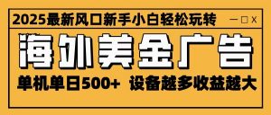 2025最新风口 海外美金广告 单机单日500+ 可无限放大 设备越多收益越大 轻松上手-网创资源站