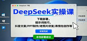 DeepSeek实操课:下载部署,提示词技巧,抖音文案/PPT制作/老照片修复/表情包创作等-网创资源站