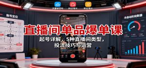 直播间单品爆单课:起号详解,5种直播间类型,投流技巧与运营-网创资源站