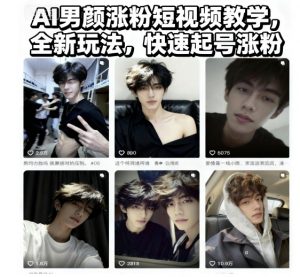 AI男颜涨粉短视频教学，全新玩法，快速起号涨粉-网创资源站