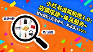小红书虚拟陪跑3.0：店铺搭建+单品服务+细分铺货+选品技术，单店日入100+-网创资源站