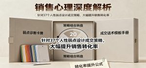 销售心理深度解析：针对37个人性弱点设计成交策略，大幅提升销售转化率！-网创资源站