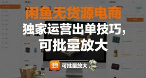 闲鱼无货源电商，独家运营出单技巧，可批量放大-网创资源站