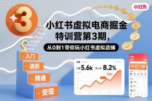 小红书虚拟电商掘金特训营第3期,从0到1带你玩小红书虚拟店铺-网创资源站