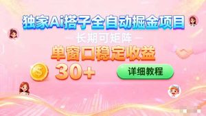 ai全自动交友掘金项目 挂机可矩阵 单窗口轻松日入30+-网创资源站
