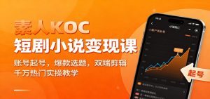 素人KOC短剧小说变现课:账号起号,爆款选题,双端剪辑,千万热门实操教学-网创资源站