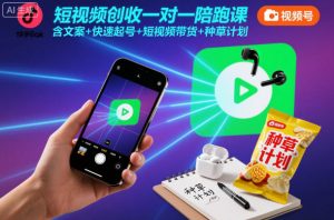 短视频创收一对一陪跑课，含文案+快速起号+短视频带货+种草计划-网创资源站