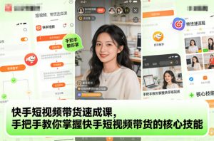 快手短视频带货速成课,手把手教你掌握快手短视频带货的核心技能-网创资源站