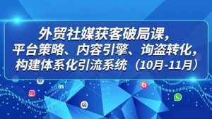 外贸 社媒获客破局课，平台策略、内容引擎、询盘转化，构建体系化引流系统(10月-11月-网创资源站