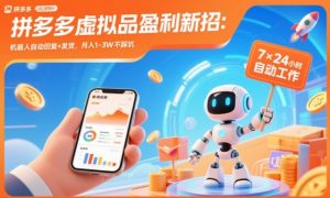 拼多多虚拟品盈利新招：机器人自动回复+发货，月入1-3W不踩坑【揭秘】-网创资源站