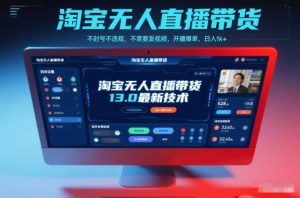 淘宝无人直播带货13.0最新技术,不封号不违规,不需要发视频,开播爆单,日入1k+【揭秘】-网创资源站