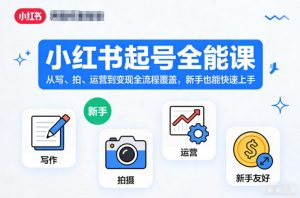 小红书起号全能课,从写、拍、运营到变现全流程覆盖,新手也能快速上手-网创资源站