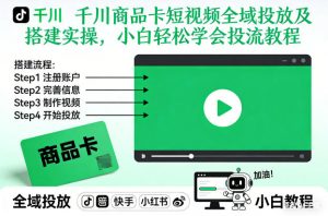 千川商品卡短视频全域投放及搭建实操，小白轻松学会投流教程-网创资源站