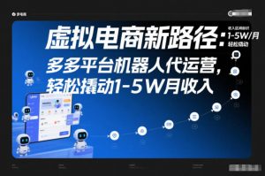 虚拟电商新路径：多多平台机器人代运营，轻松撬动1-5W月收入【揭秘】-网创资源站
