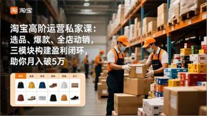 淘宝高阶运营私家课：选品、爆款、全店动销，三模块构建盈利闭环，助你月入破5万(更新12月-网创资源站