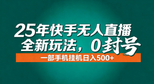 年底流量风口：快手无人直播全新玩法，一部手机挂机日入500+-网创资源站