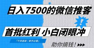 日入7500的微信推客，首批红利，自用省钱、分享赚钱，0门槛小白闭眼冲！-网创资源站