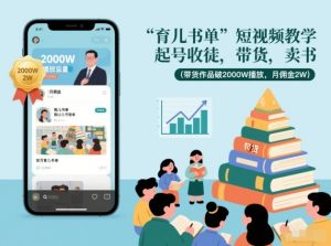 育儿书单短视频教学,起号收徒,带货,卖书(带货作品破2000W播放,月佣金2W)-网创资源站