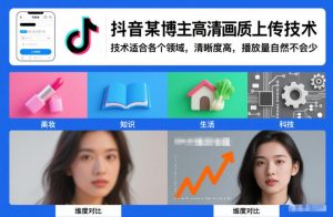 抖音某博主视频高清画质上传技术,技术适合各个领域,清晰度高,播放量自然不会少-网创资源站