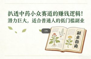 扒透中药小众赛道的賺米逻辑，潜力巨大，适合普通人的低门槛副业-网创资源站