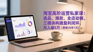 淘宝高阶运营私家课：选品、爆款、全店动销，三模块构建盈利闭环，月入破5万(更新26年1月-网创资源站