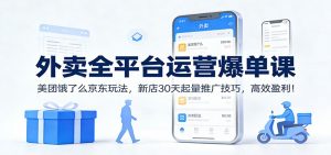 外卖全平台运营爆单课：美团饿了么京东玩法，新店30天起量推广技巧，高效盈利！-网创资源站