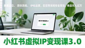 小红书虚拟IP变现课3.0,赛道定位、原创流程、IP化运营,实现零违规安全变现,单店月入过万-网创资源站