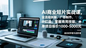 AI商业短片实战课，全流程拆解、广告制作、IP打造，掌握商用技能，单项目报价1000-5000元-网创资源站