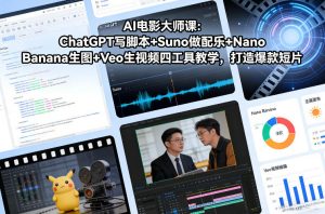 AI电影大师课：ChatGPT写脚本+Suno做配乐+Nano Banana生图+Veo生视频，打造爆款短片-网创资源站
