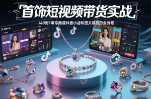 首饰短视频带货实战，从0到1带你跑通抖音小店和图文带货的全流程-网创资源站