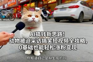AI搞钱新思路!动物被迫采访搞笑短视频全攻略,0基础也能轻松涨粉变现-网创资源站
