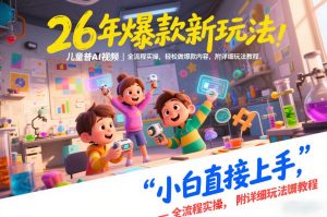26年爆款新玩法，儿童科普AI视频，全流程实操，轻松做爆款内容，小白直接上手，附详细玩法教程-网创资源站