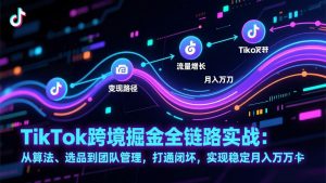 TikTok跨境掘金全链路实战:从算法、选品到团队管理,打通闭环,实现稳定月入万刀-网创资源站